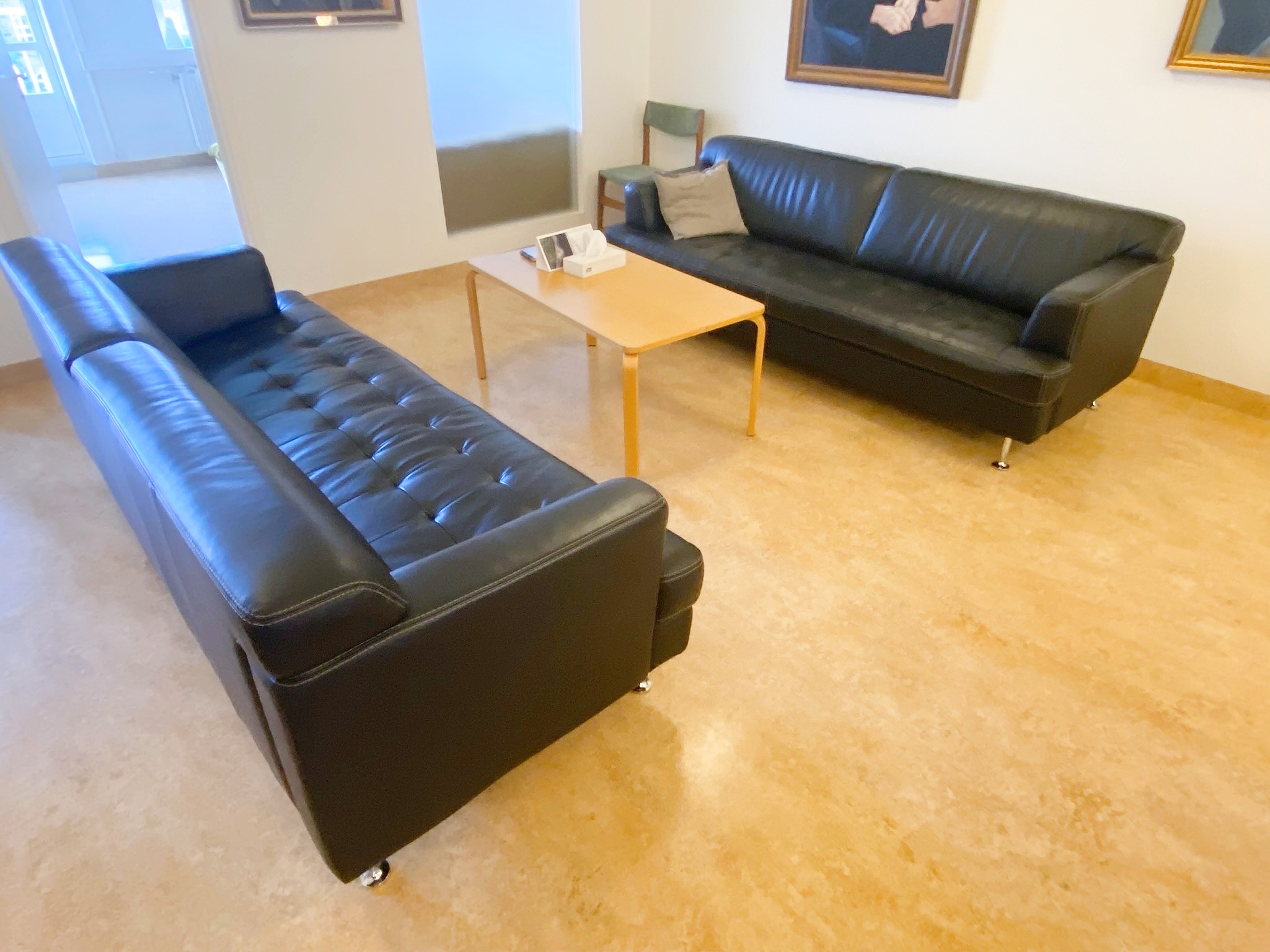 SELT / SOLD Vandaður leðursófi - B220 x D90 sm. (2 stk.) Alþingi